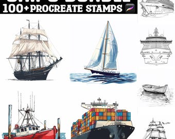 100+ Ships Procreate Stamps | Procreate Brushes | Instant Digital Download