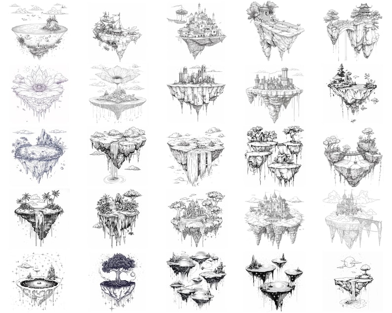 100+ Floating Island Procreate Stamps | Procreate Brushes | Instant ...