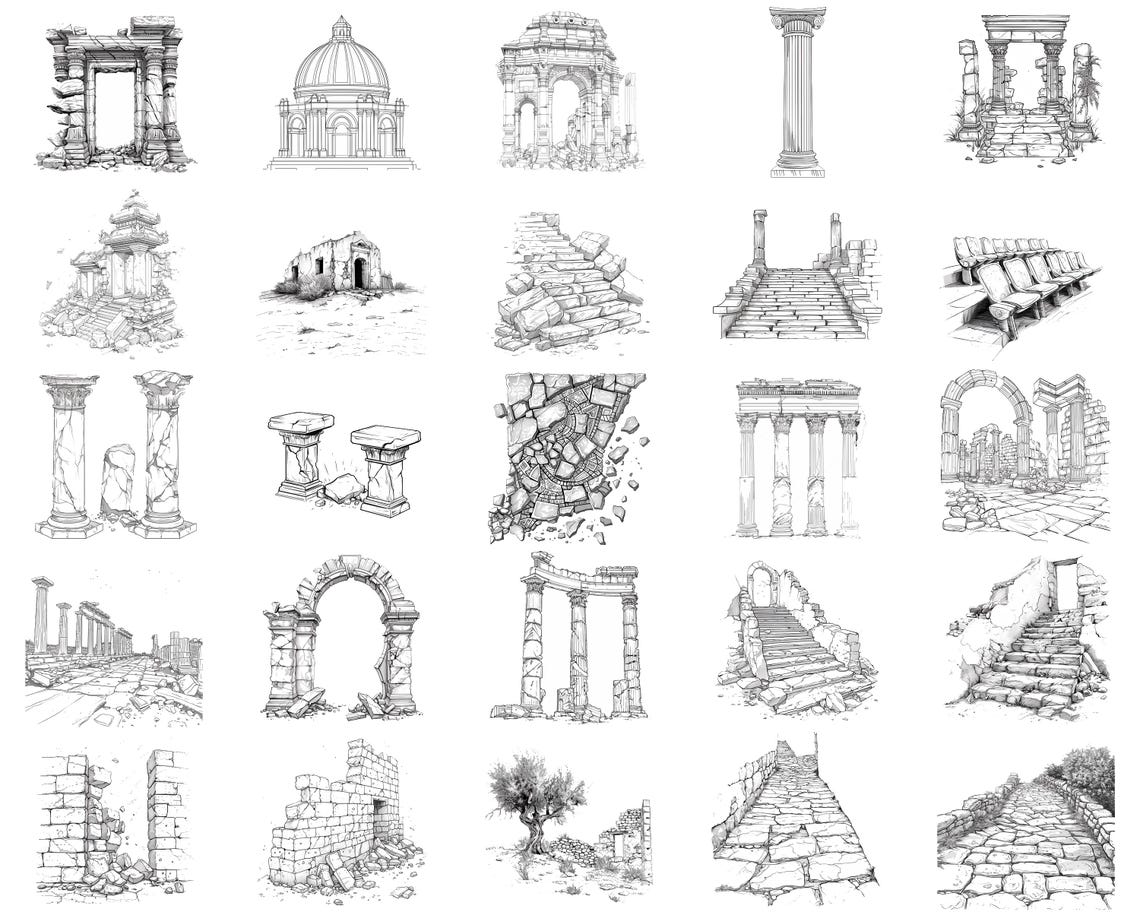 100+ Ancient Greek Ruins Procreate Stamps | Procreate Brushes | Instant ...