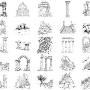 100+ Ancient Greek Ruins Procreate Stamps | Procreate Brushes | Instant ...