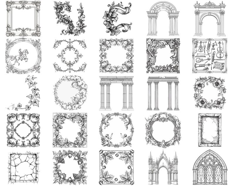 100+ Renaissance Painting Frames Procreate Stamps | Procreate Brushes ...