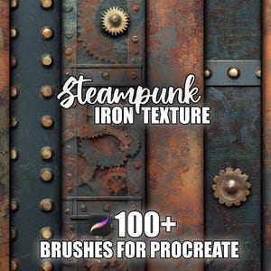 Steampunk Iron Texture Procreate Brushes: 100+ sömlösa mönster (direkt nedladdning)