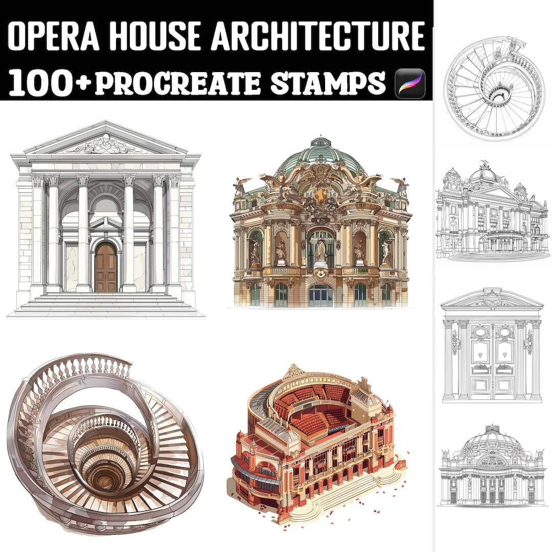 100+ Opera House Architecture Procreate Stamps | Procreate Brushes ...