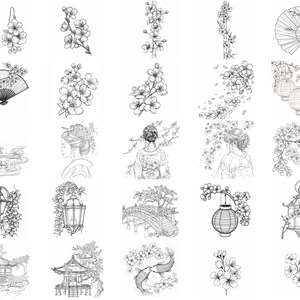 100+ Japanese Cherry Blossoms Procreate Stamps | Procreate Brushes ...