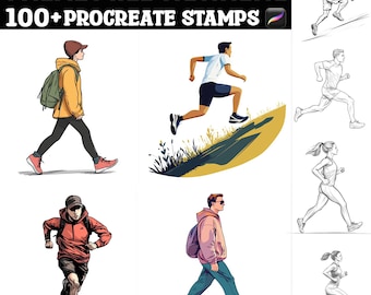 100+ Treadmill Runners Procreate Stamps | Procreate Brushes | Instant Digital Download
