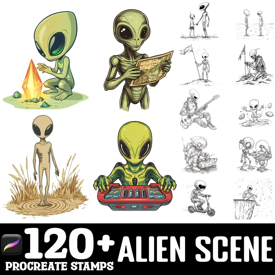 120 Alien Procreate Stamps Procreate Brushes Instant Digital