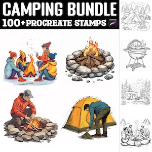 100+ Camping Bundle Procreate Stamps | Procreate Brushes | Instant Digital Download