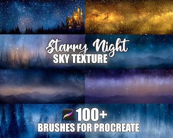 Starry Night Procreate Brushes: 100+ Sky Texture Stamps (Instant Download)