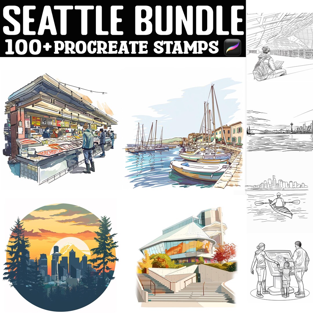 100+ Seattle Procreate Stamps | Procreate Brushes | Instant Digital ...