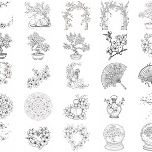 100+ Japanese Cherry Blossoms Procreate Stamps | Procreate Brushes ...