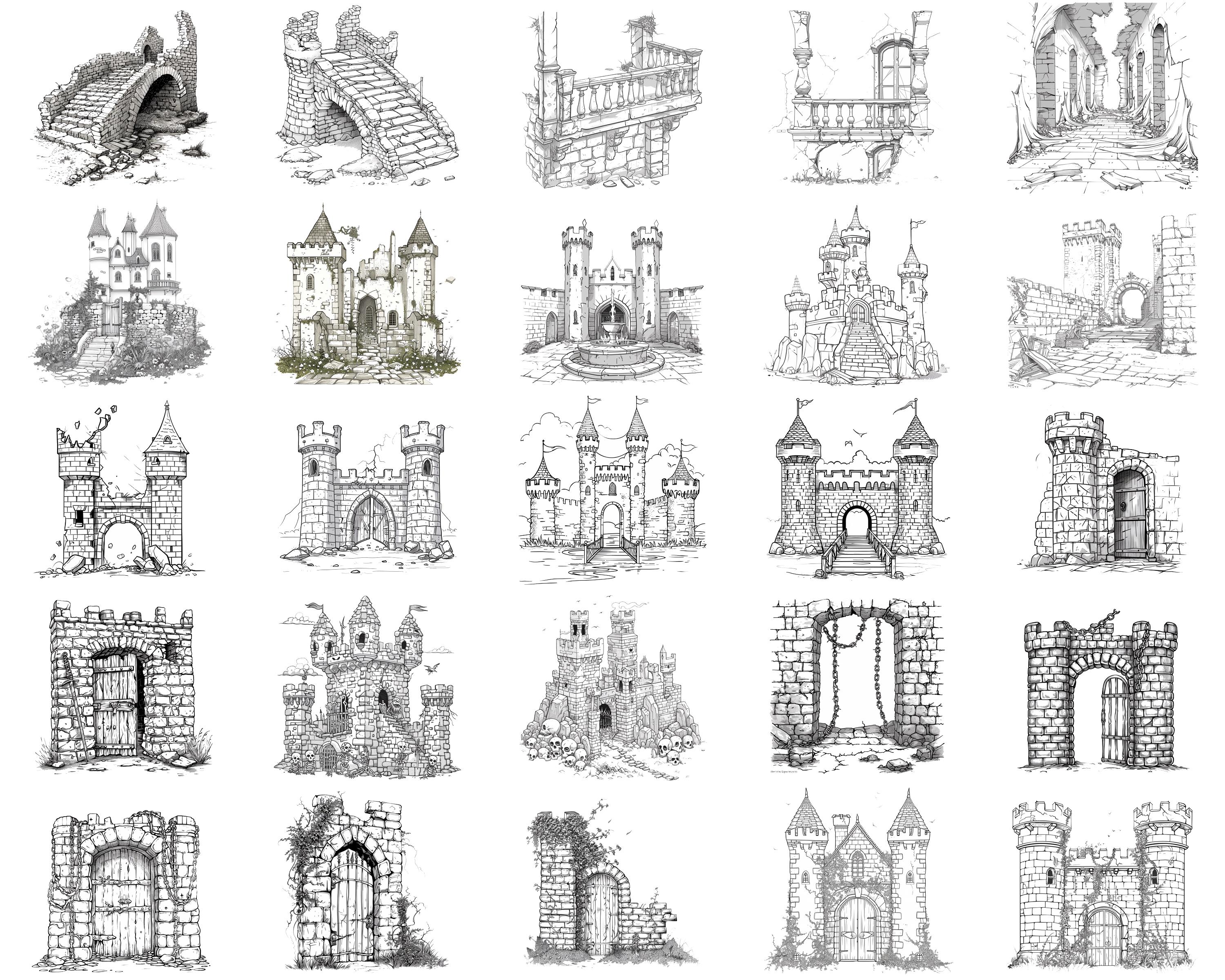 100+ Abandoned Castles Procreate Stamps | Procreate Brushes | Instant ...