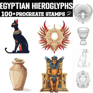 100+ Egyptian Heiroglyphs Procreate Stamps | Procreate Brushes | Instant Digital Download