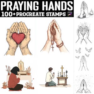 100+ Praying Hands Procreate Stamps | Procreate Brushes | Instant Digital Download