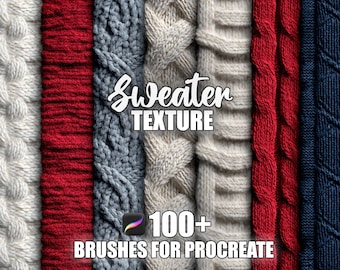 Procreate Sweater Texture Brushes: 100+ Seamless Knit Patterns (Digital Download)