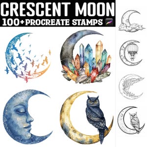100+ Crescent Moon Procreate Stamps | Procreate Brushes | Instant Digital Download
