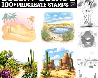 100+ Desert Scene 2 Procreate Stamps | Procreate brushes | Instant Digital Download