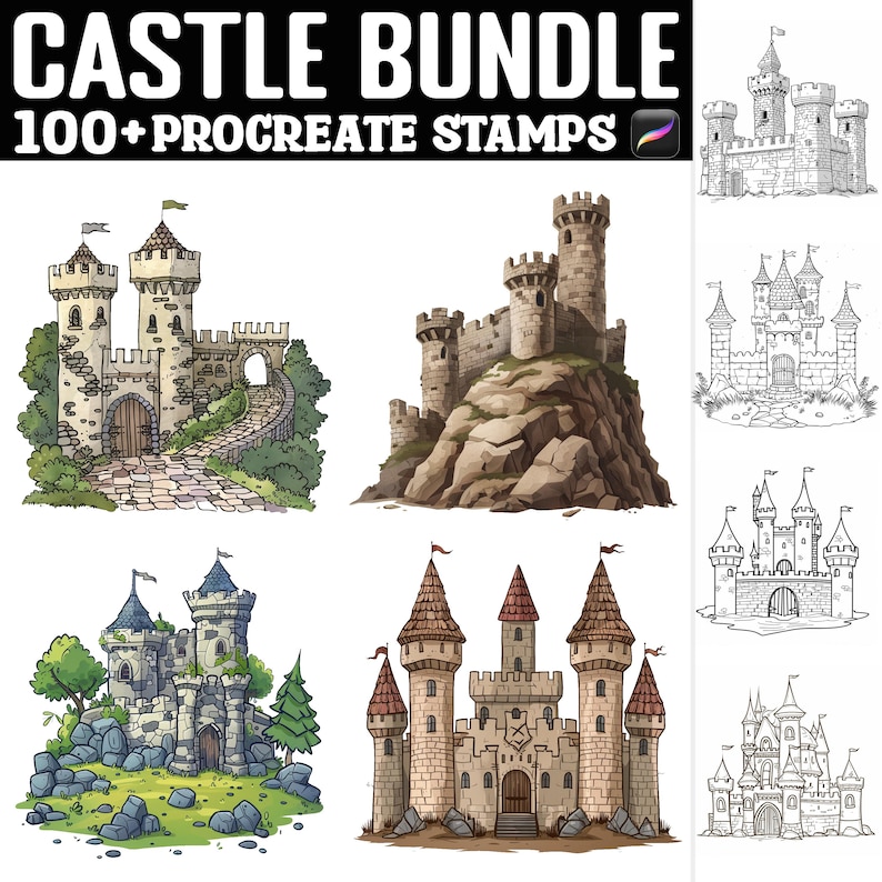 100+ Castle Procreate Stamps | Procreate Brushes | Instant Digital ...