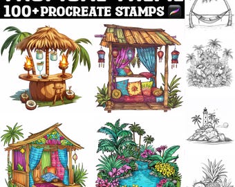 100+ Tropical Theme Procreate Stamps | Procreate Brushes | Instant Digital Download