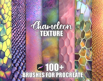 Chameleon Texture Procreate Brushes: 100+ Seamless Reptile Patterns (Instant Download)