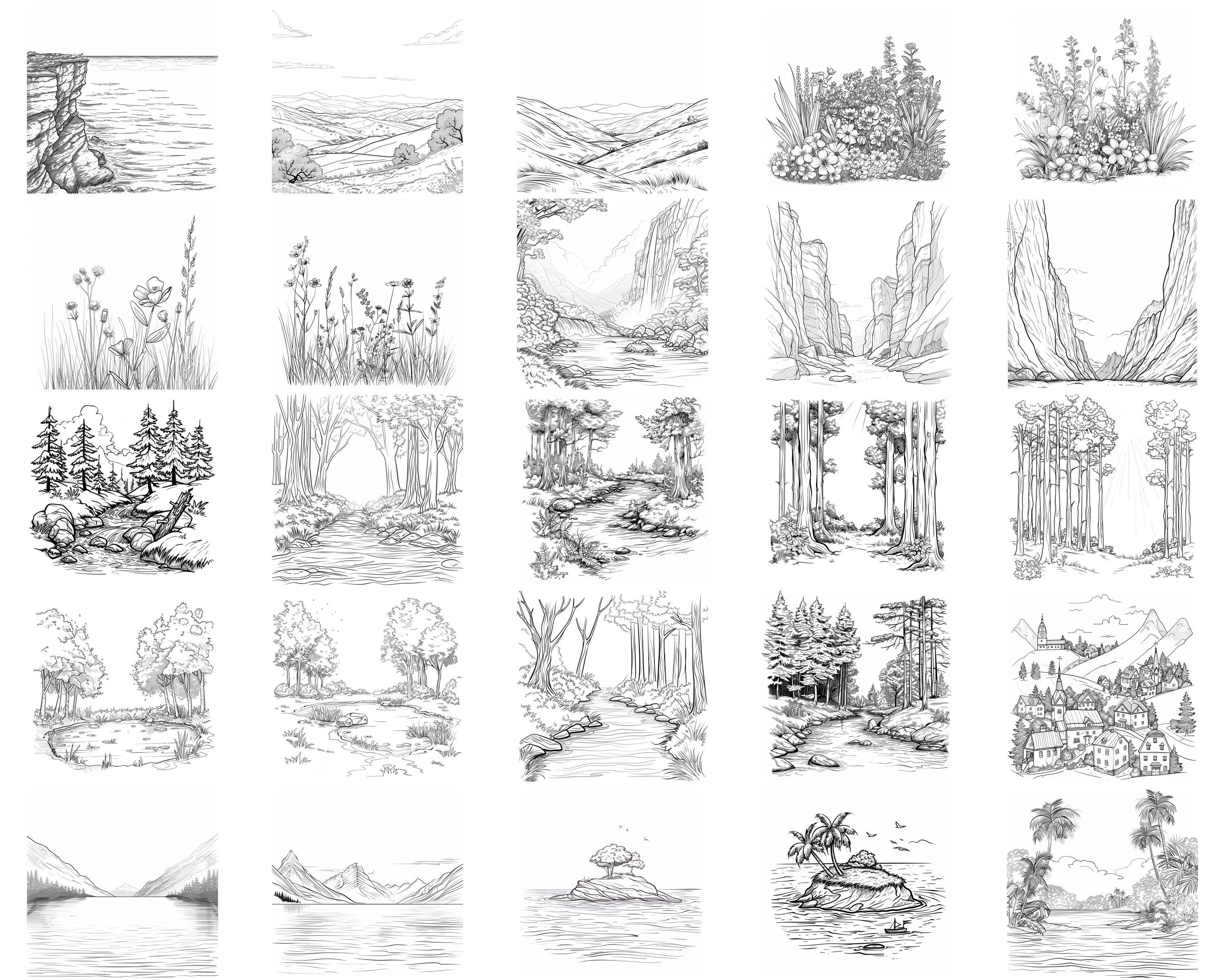 100+ Nature Landscape Procreate Stamps | Procreate Brushes | Instant ...