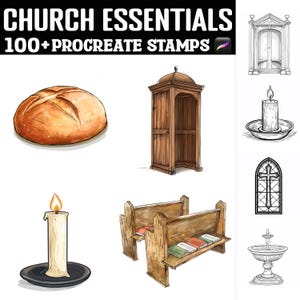 100+ Church Essentials Procreate Stamps | Procreate Brushes | Instant Digital Download