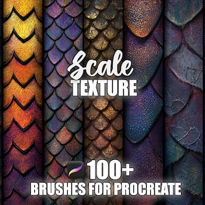 Scale Texture Procreate Brushes: Reptile, Dragon, Fish Patterns (Instant Download)