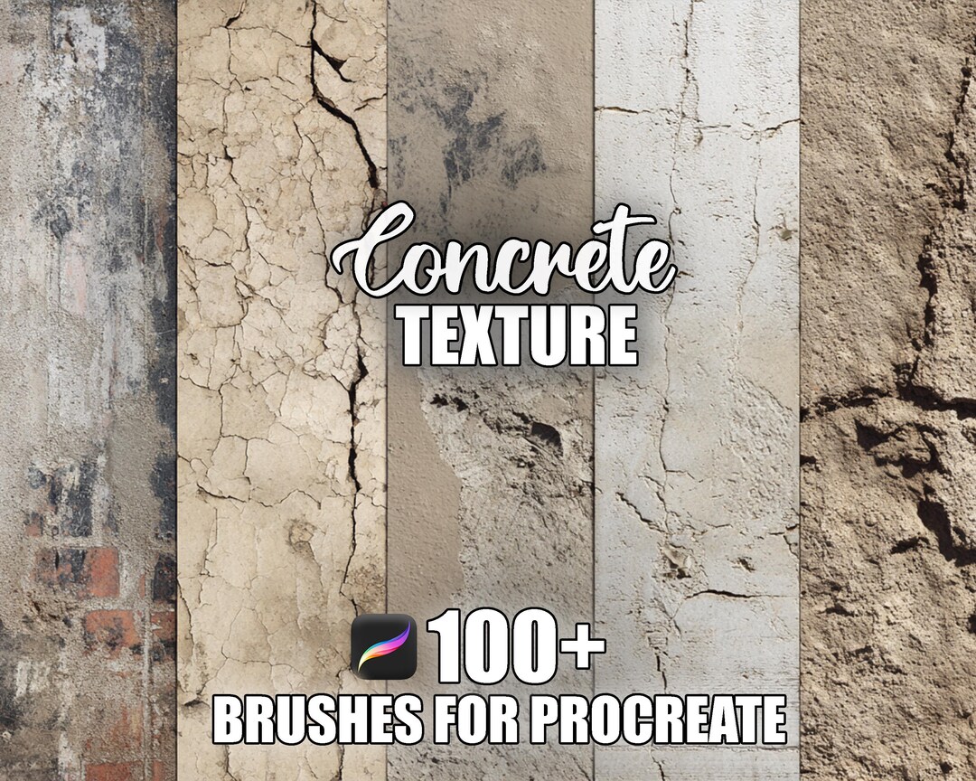 Concrete Texture Procreate Brushes: 100+ Seamless Patterns (instant ...