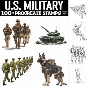 100+ US Military Procreate Stamps | Procreate Brushes | Instant Digital Download