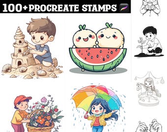 100+ Kawaii Anime Charaktere Stempel | Procreate Pinsel | Sofortiger digitaler Download