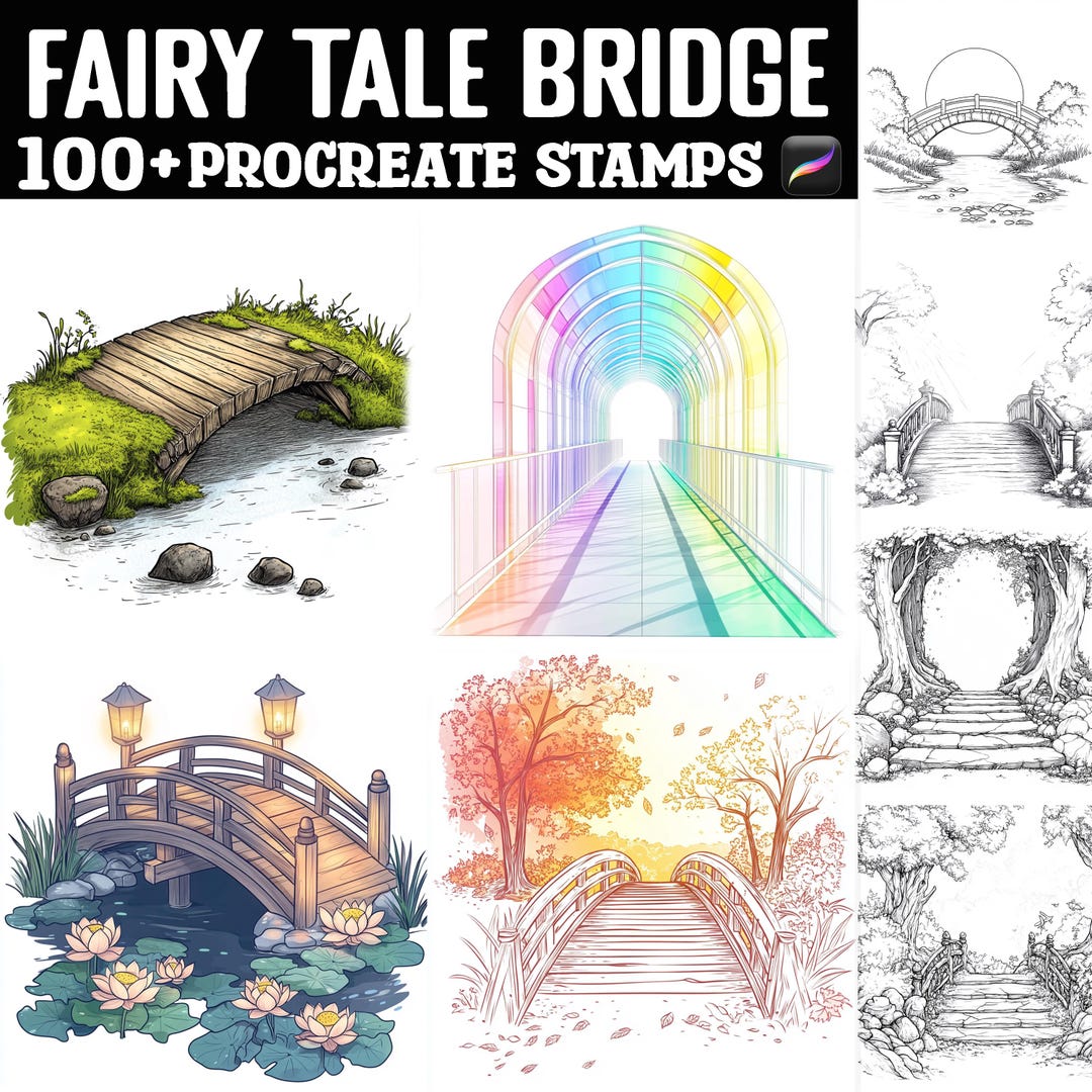 100+ Fairy Tale Bridge Procreate Stamps | Procreate Brushes | Instant ...