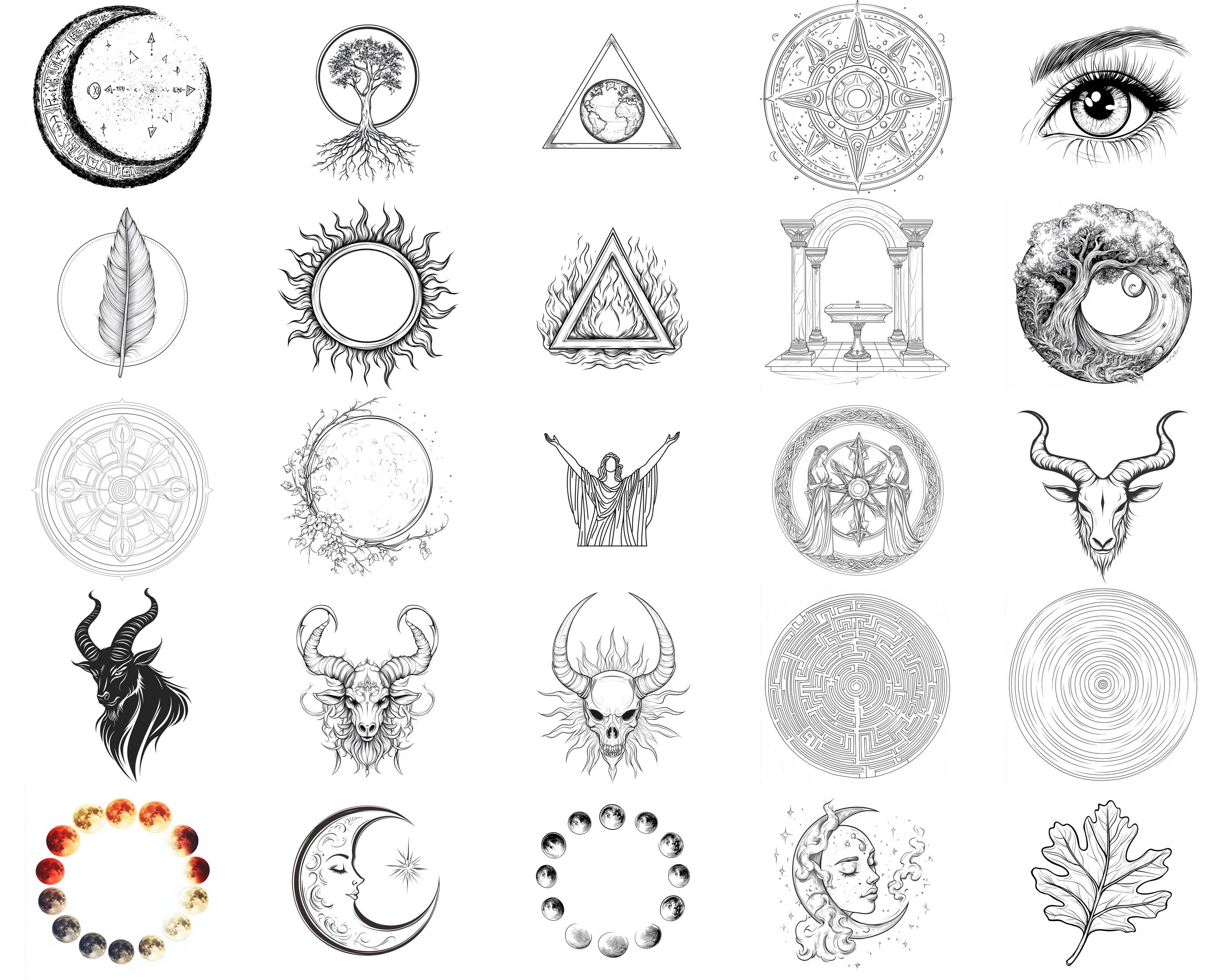 Simple Ritual Symbol 100+ Pagan Ritual Symbols Procreate Stamps | Procreate Brushes ...