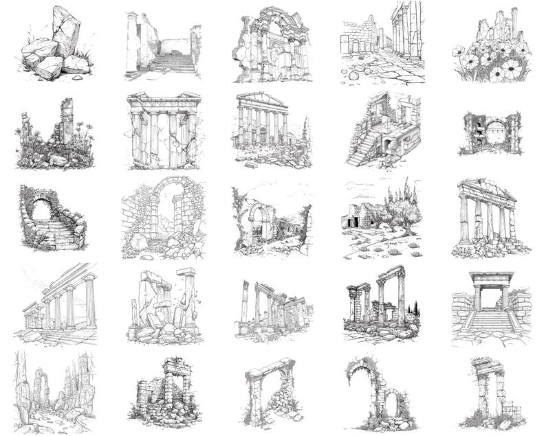 100+ Ancient Greek Ruins Procreate Stamps | Procreate Brushes | Instant ...
