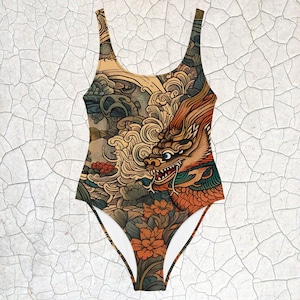 Traditional Japanese Tattoo Style Dragon Swimsuit