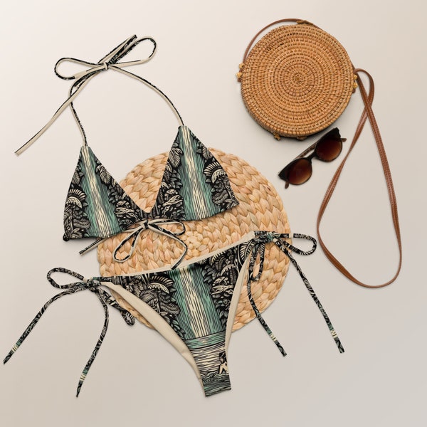 Tropischer Bikini im Set, Tauche ein in die Wildnis, Recycelter Bikini mit Amazonas Regenwaldmuster Schnelltrocknend & Umweltfreundlich