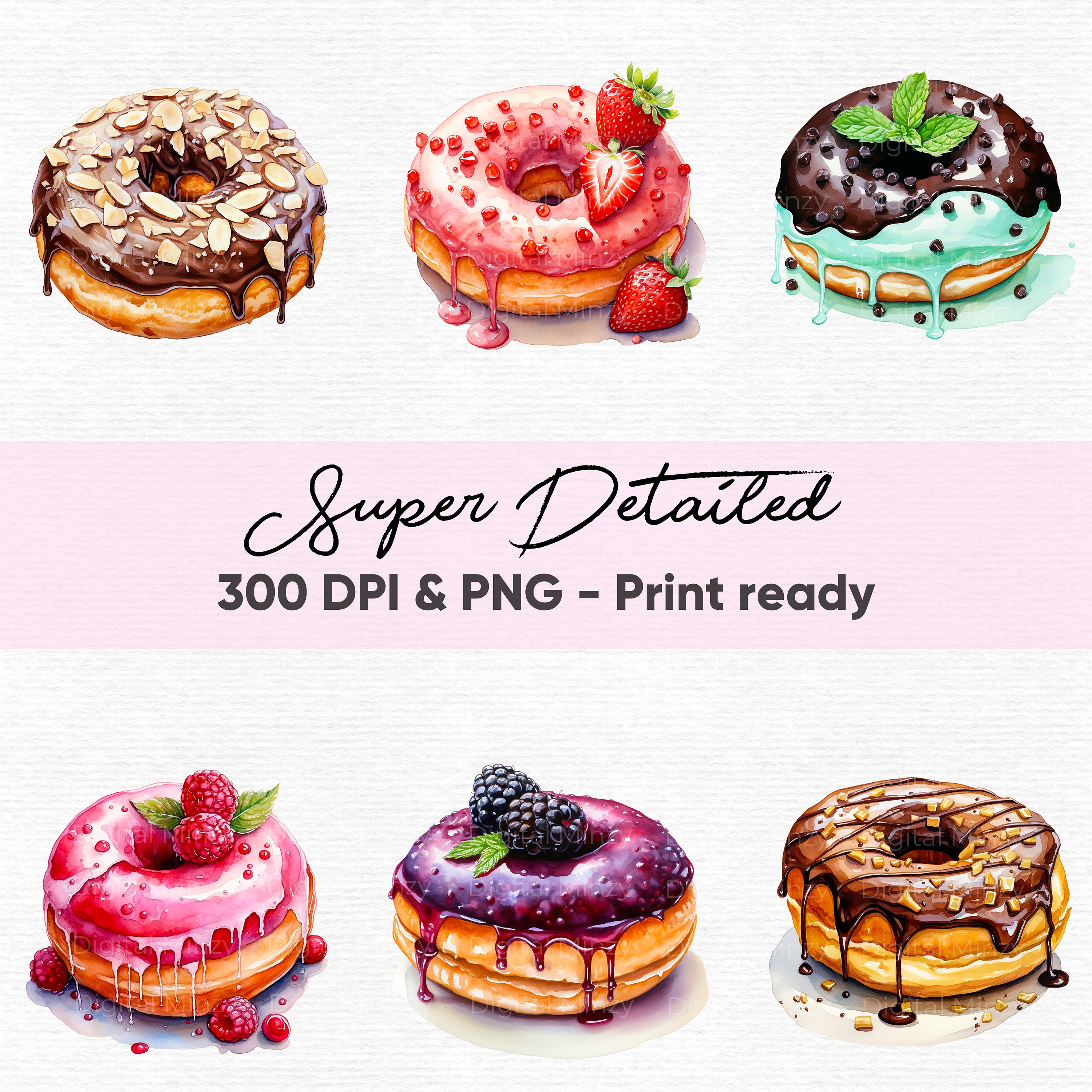 25 Watercolor Donuts Clipart, Donut PNG, Baking Clipart, Dessert ...