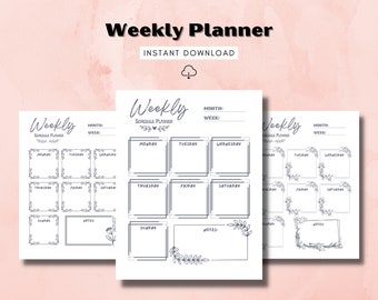 Weekly Planner PDF | Undated Weekly Planner | Printable Weekly Planner | Planner Sheets Printable | 7-Day Weekly Planner