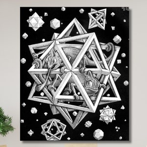 Maurits Cornelis Escher Stars Painting, M.C. Escher Stars Canvas Wall Art Print, Maurits Cornelis Escher Waterfall Wall Art,Fine Art Print