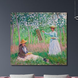 Woman Makes An Oil Painting Canvas In The Garden By Claude Monet Painting, Claude Monet Print Art, Claude Monet Artwork, Claude Monet Poster