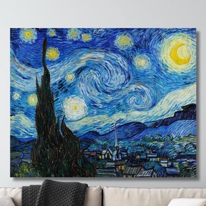 Vincent Van Gogh Sternennacht Ölgemälde Leinwand, Vincent Van Gogh Kunstwerk, Vincent Van Gogh Wandkunst, Vincent Van Gogh Ölgemälde