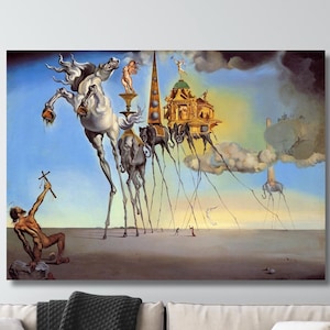 Salvador Dali The Temptation Of Saint Anthony Painting Print Wall Art, Salvador Dali Artwork Canvas, Salvador Dali Exhibition Wall Art Print