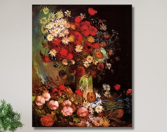 抽象画 赤い花 宙花 ヴィンセント ヴァン ゴッホの花瓶の中の赤い花の絵画アート