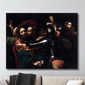 Caravaggio The Taking of Christ Painting Canvas Wall Art, The Taking of Christ by Caravaggio Reproduction Poster, Caravaggio Wall Art Print