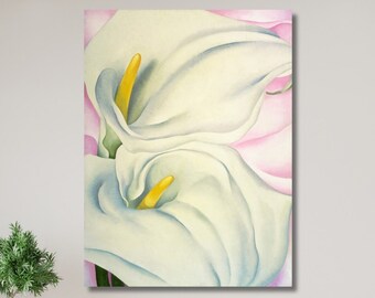 Georgia O'Keeffe twee witte bloem, Georgia O'keefe-print, Georgia O'Keeffe-poster, Georgia O'Keeffe-kunst, klaar om op te hangen, Georgia Okeffe ingelijst
