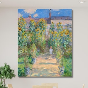 The Artist&#39;s Garden at Vetheuil 1880 By Claude Monet Painting Print, Claude Monet Wall Art, Claude Monet Artwork, Claude Monet Canvas Poster