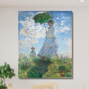 The Promenade Woman with a Parasol By Claude Monet Painting, Claude Monet Wall Art, Claude Monet Art, Claude Monet Canvas,Claude Monet Print