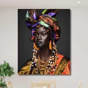 African Woman Smile Canvas, African Woman Print Art, African American Home Decor, African Decor, Beautiful Black Woman Make Up Ready To Hang