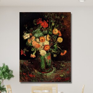 Póster de flores rojas en un jarrón de Vincent Van Gogh, lienzo de Vincent Van Gogh, pintura al óleo de flores de Vincent Van Gogh, arte de pared con impresión de Vincent Van Gogh