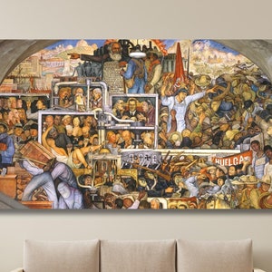 Manifesto del dipinto di Diego Rivera Mexican Bricklayers, stampa della mostra di Diego Rivera, opera d'arte di Diego Rivera, stampa della mostra di Diego Rivera