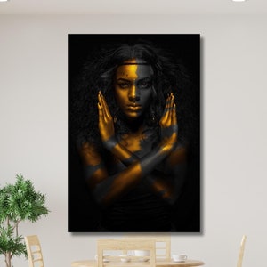 African Woman Canvas Art, African Woman Print Art, African American Home Decor, African Woman Poster Art, Beautiful Woman Golden Make Up Art