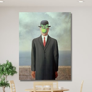 René Magritte O Filho do Homem (1964) Pintura Pôster Arte de Parede, Tela de René Magritte, Pôster de Tela O Filho do Homem, Reprodução Arte de Parede